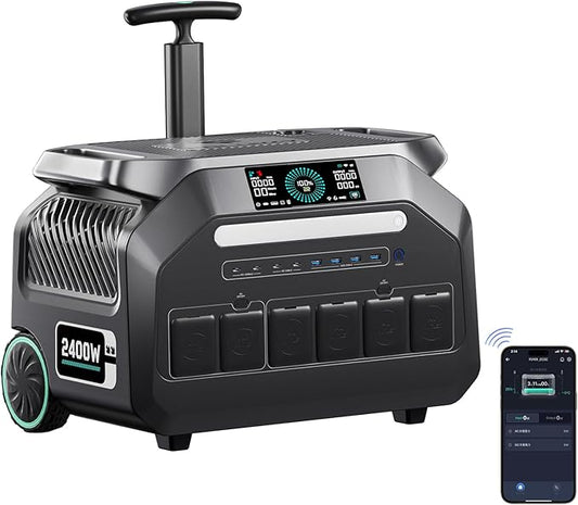 IEE 2400W Portable Power Station P2400 (5000W Peak), 2048Wh Solar Generator, 1800W AC Charging, AC Outlets x 4, LiFePO4 Battery Power Station for Home Backup, Power Outage, Camping, RV, Emergencies