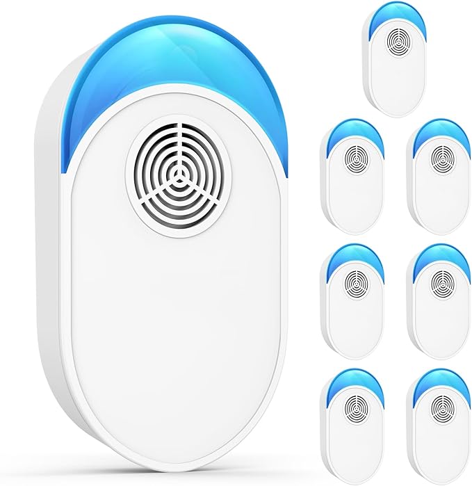 2025 Upgraded Ultrasonic Repeller 8 Packs, Indoor Ultrasonic and Repellent for Roach, Rodent, Mouse, Bugs, Ant, Mosquito, Mice, Spider, Electronic Plug in Pest Control