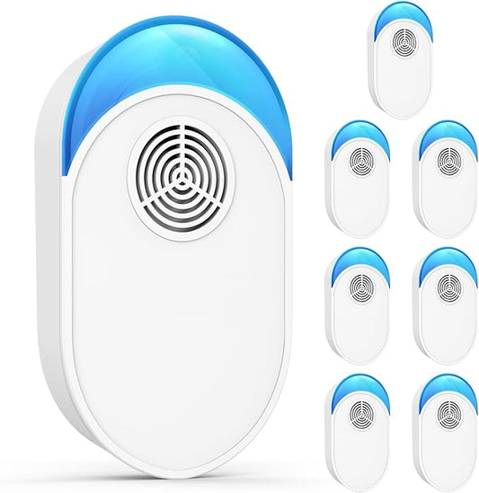 2025 Upgraded Ultrasonic Repeller 8 Packs, Indoor Ultrasonic and Repellent for Roach, Rodent, Mouse, Bugs, Ant, Mosquito, Mice, Spider, Electronic Plug in Pest Control