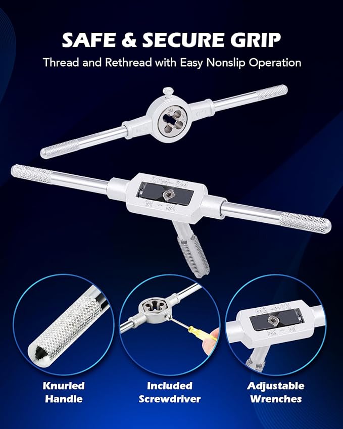 Orion Motor Tech 80pc Tap and Die Set in SAE and Metric Sizes, Metric and Standard Tap Set and Die Tool Set for Internal and External Threading