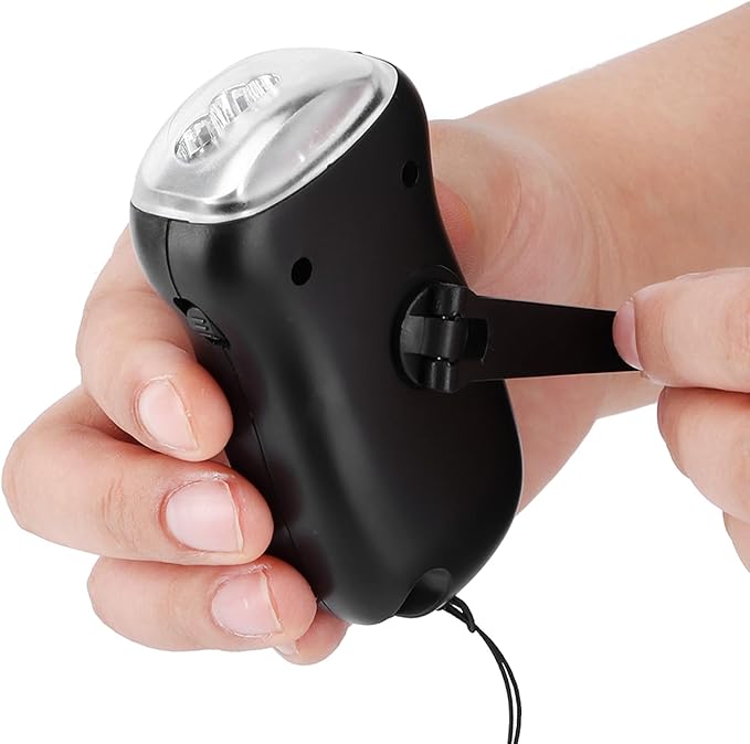 Solar Hand Crank Emergency Flashlight, Rechargeable LED Torch, IPX6 Weatherproof Dynamo Survival Light for Camping Hiking Power Outage, Outdoor Emergency Gear Gift