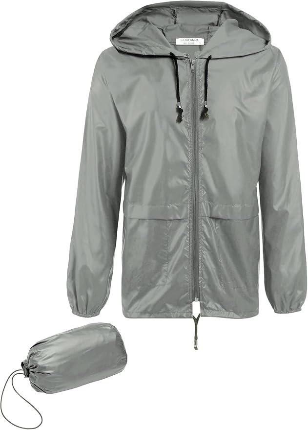 COOFANDY Mens Packable Rain Jacket Lightweight Waterproof Raincoat with Hood Outdoor Rain Gear Travel Hiking Cycling