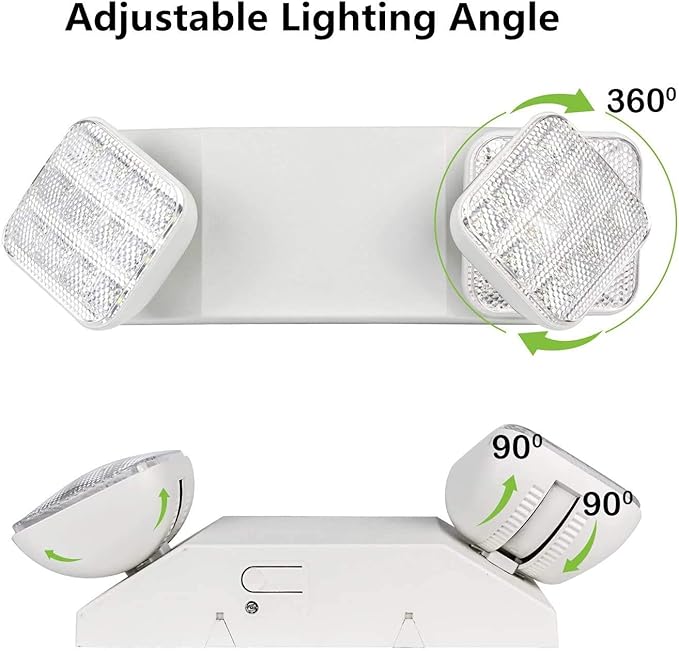 LED Emergency Lighting Fixtures with 2 LED Heads, Commercial Emergency Light with Battery Backup, UL 924 and CEC Qualified, 120-277 Voltage (1-Pack)…