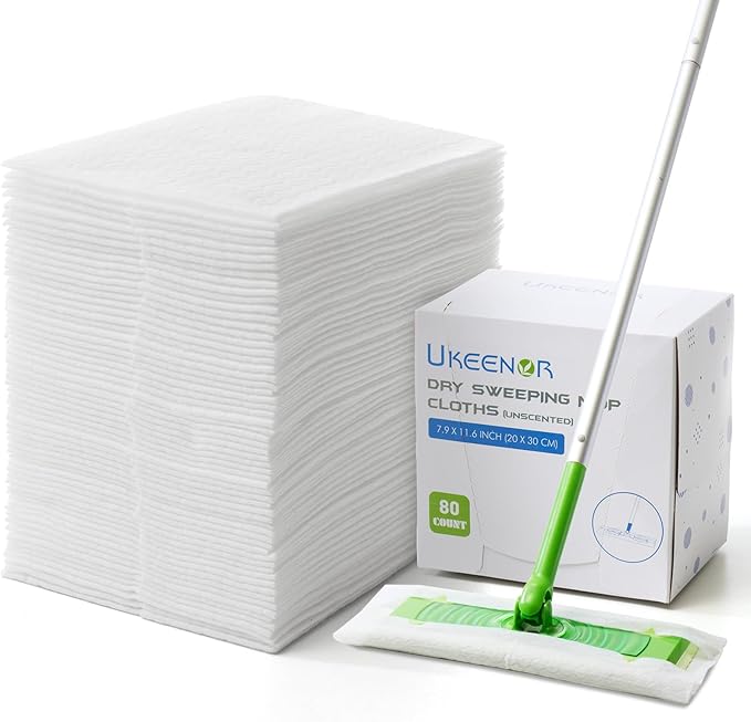 Dry Mop Refills Sweeper Disposable Dusting Cloths Dry Sweeping Refills Dry Duster Cloths Mop Pads Floor Cloth Refills Electrostatic Cloths 80 Count