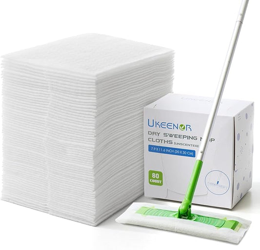 Dry Mop Refills Sweeper Disposable Dusting Cloths Dry Sweeping Refills Dry Duster Cloths Mop Pads Floor Cloth Refills Electrostatic Cloths 80 Count