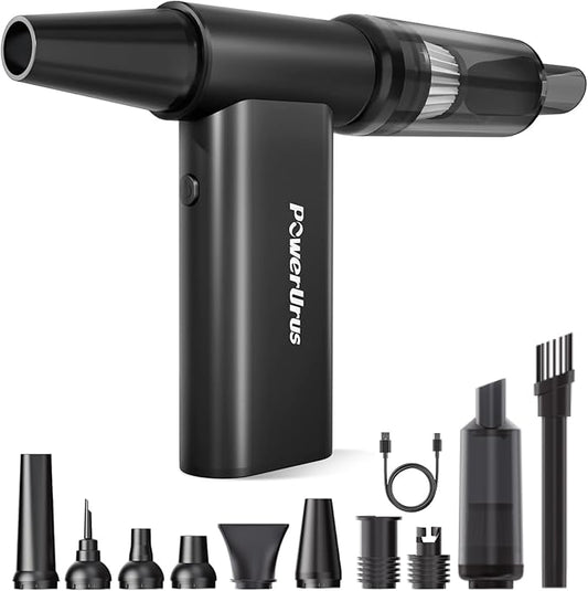 Compressed Air Duster, PowerUrus 200000RPM Electric Air Duster with Brushless Motor, 4-Gear Adjustable Cordless Air Blower, 8000mAh Rechargeable Air Duster for Keyboard, PC, Outdoor and Home Cleaning