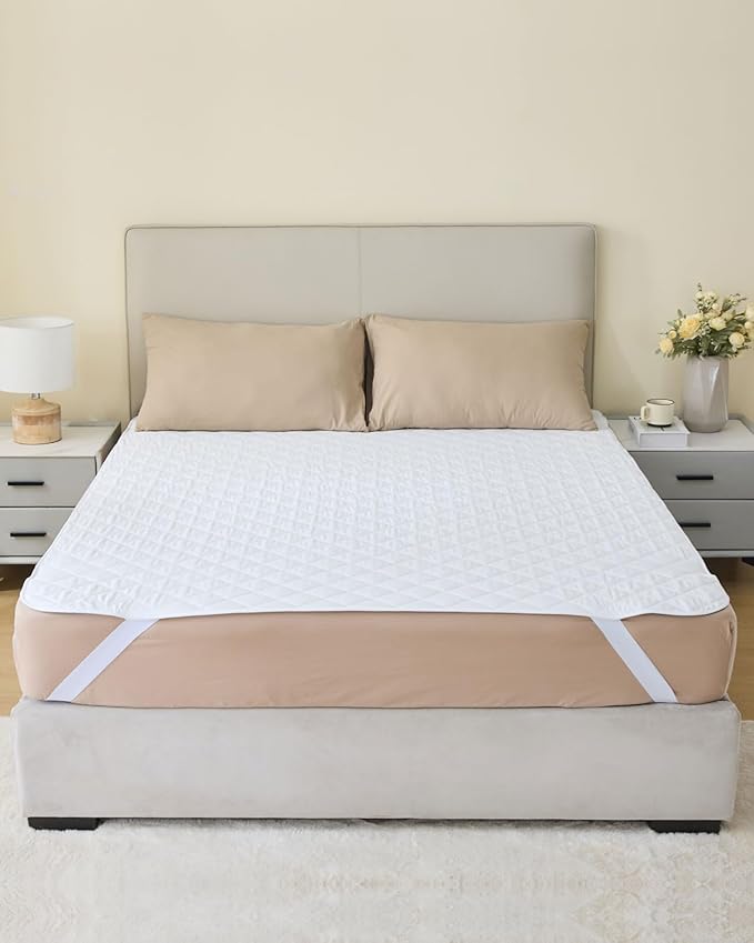 KANECH Washable Waterproof Incontinence Bed Pads with Straps - 72"x84" California King Size - Heavy Absorbency Mattress Pad Protector for Adults, Elderly