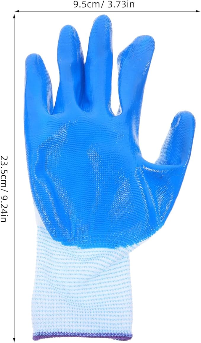 12 Pairs Heavy Duty Work Gloves with Anti-slip Coating Protective Gear for Construction Gardening Farm and Welding Durable Blue Gloves for Men and Women