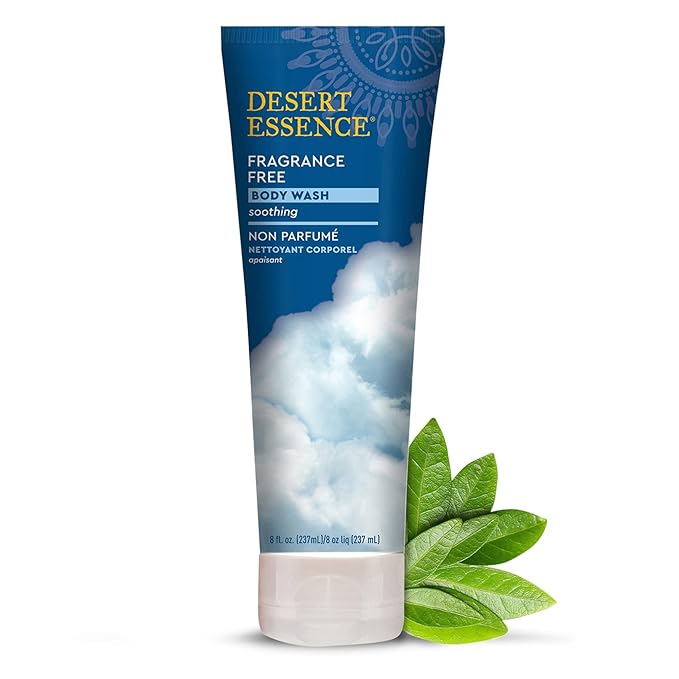 Desert Essence Fragrance Free Body Wash Sensitive Skin-Friendly Plant-Based Cleanser with Organic Aloe, Green Tea & Jojoba Oil - Nourishing Antioxidants - Vegan, Gluten-Free, Cruelty-Free - 8oz