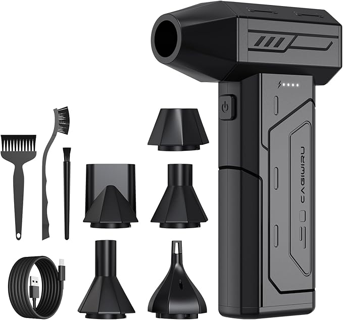 Compressed Air Duster,130000RPM Super Power Cordless Air Duster,Rechargeable Brushless Blower,3 Gear Adjustable Mini Blower with LED Light,Dust Remover for Computer/House/Outdoor/Car