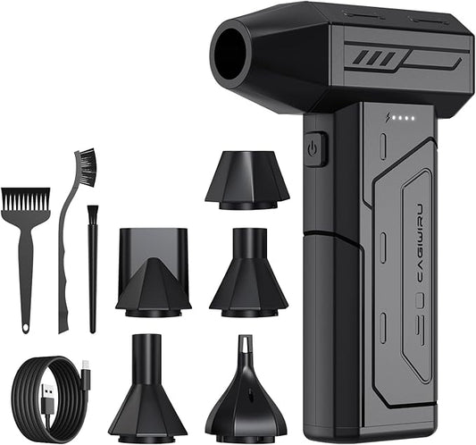 Compressed Air Duster,130000RPM Super Power Cordless Air Duster,Rechargeable Brushless Blower,3 Gear Adjustable Mini Blower with LED Light,Dust Remover for Computer/House/Outdoor/Car