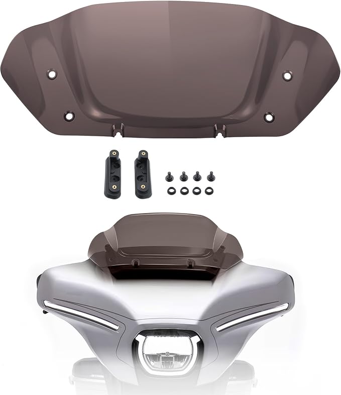 10" Wave Windshield Windscreen Wind Splitter Compatible for Harley Street Glide FLHX, CVO Street Glide FLHXSE 2023 2024 (Smoke)