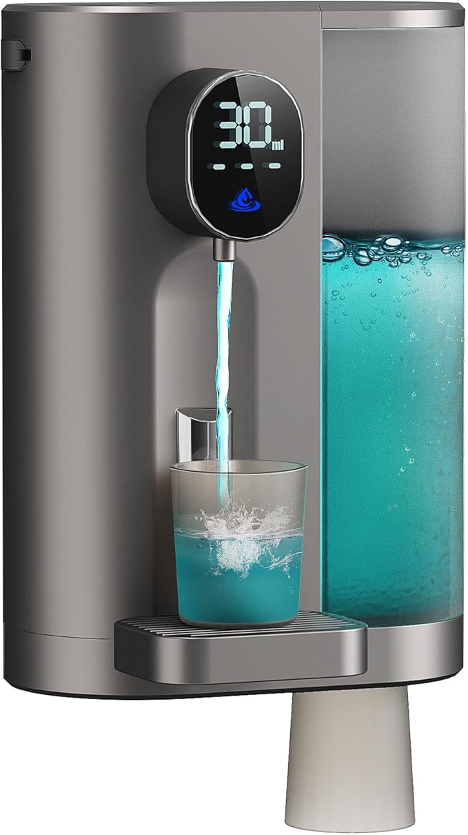 Oylik Automatic Mouthwash Dispenser,20.3 Fl Oz Mouth Wash Dispenser for Bathroom with 2 Magnetic Cups,4 Levels and LED Screen for Kids Adults