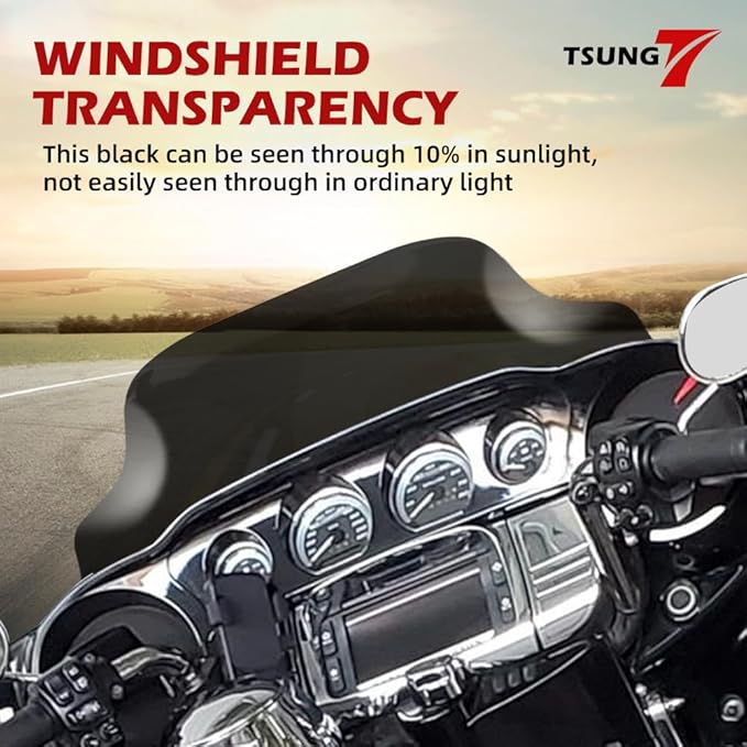 TSUNG 8" Black Wave Windshield – Wind Splitter Windscreen Fit for 1996-2013 Touring-Style & Bagger-Style Motorcycles (Fit 96-13 Black, 8inch)