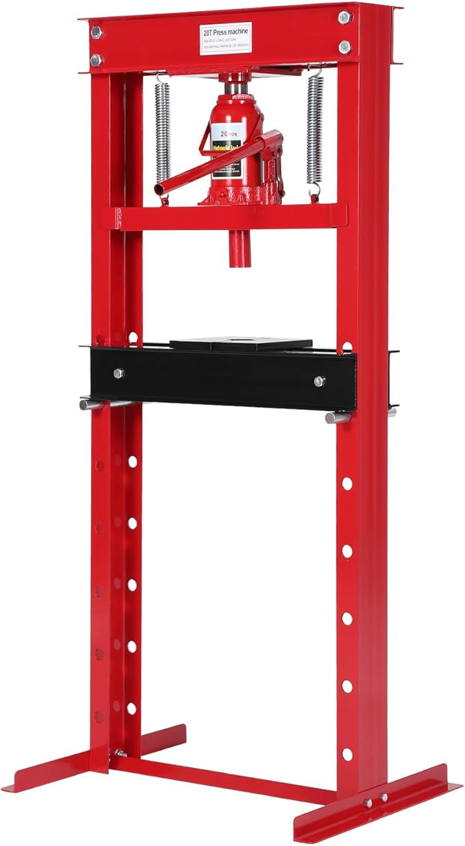 20T H-Frame Garage Floor Adjustable Shop Bearing Press with Stamping Plates to Bend