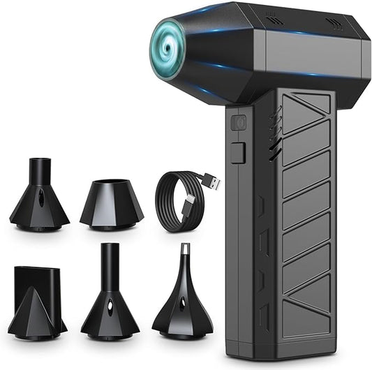 Compressed Air Duster Air Gun - Powerful Cordless Rechargeable 4-Gear Adjustable Air Blower with LED Lighting, for Computer, Keyboard, Car, Outdoor