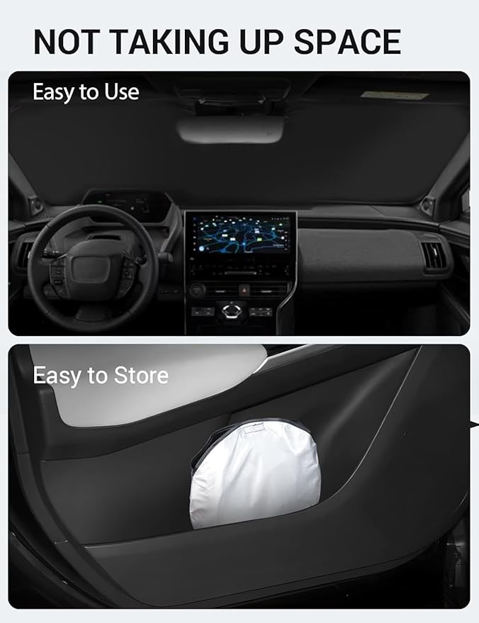 Proadsy 2025 Upgrade Windshield Sun Shade Custom Fit Toyota bZ4X 2023-2025 4-Layer Foldable Front Sunshade Protector Sun Visor Blocks UV Rays Keep Car Cooler