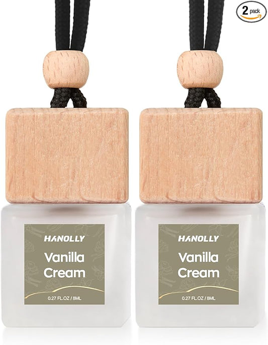 Car Air Freshener Hanging 2 Pack – Vanilla Cream Car Freshener Diffuser, Fall Car Air Freshener for Women and Men, Lasting up to 45 Days.0.27 FL OZ/8ML