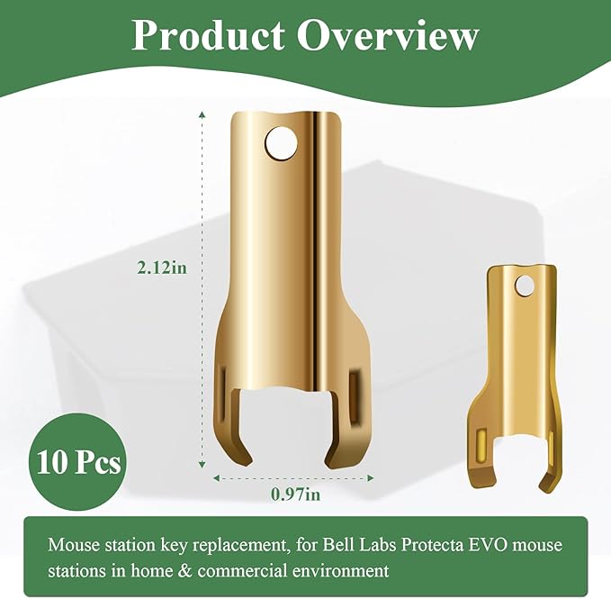 10 Pcs Metal Mouse Station Key Replacement, Fit for Bell Labs Protecta RTU, LP, Sidekick, Sidewinder, Mouse Ba it Stations & Protecta Monitors, in Home & Commercial Environment