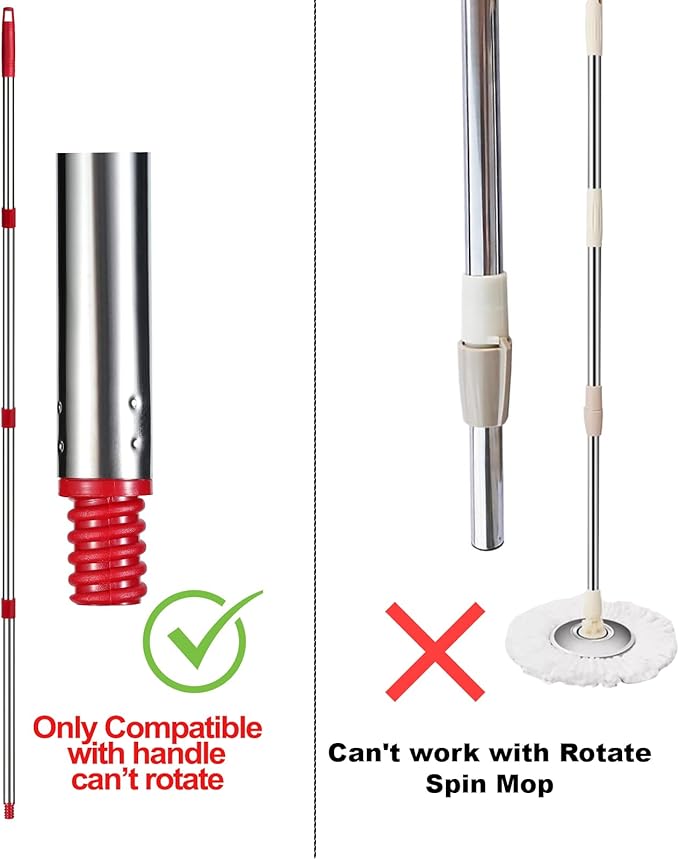 Spin Mop Replacement Handle - 4 Section Mop or Broom Handle/Stick Compatible with O Cedar Spin Mop Refills and Brooms, 30" to 59", American Threaded Joint End (Mop Head Not Included)