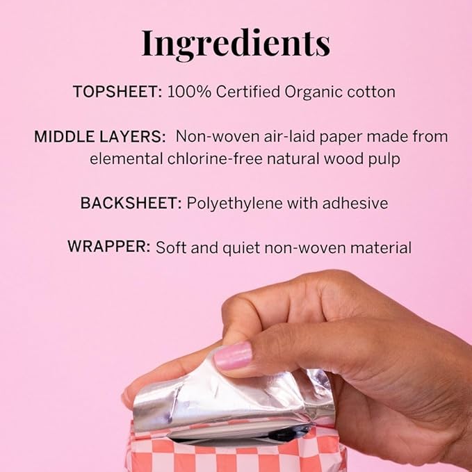 Pixie Organic Cotton Postpartum Pads for Women - Extra Heavy Absorbency with Wings - Leak-Proof, Hypoallergenic & Unscented - Compostable, Biodegradable - 12 Count