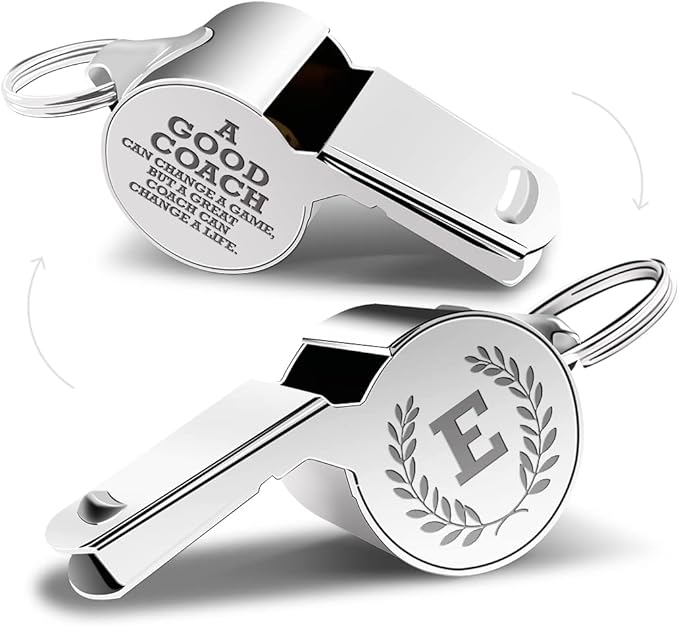 Letters Coach Gifts, Whistle for Coaches, Whistle Emergency, Thank You Coach Gifts, Coaches Whistle with Lanyard Cheer Coach Gift for Men Women Teachers Referees School Sports Coach Outdoor, Letter E