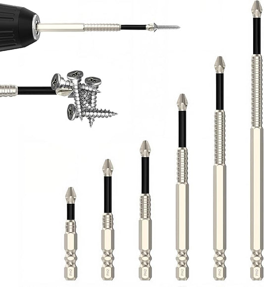 MagFixer High-Magnetic Screwdriver Drill Bit Set, 2025 New k5 Impact Resistant Non Slip Bit, Anti Slip Screwdriver Bits for Dry Wall, Sheetrock (6pc)