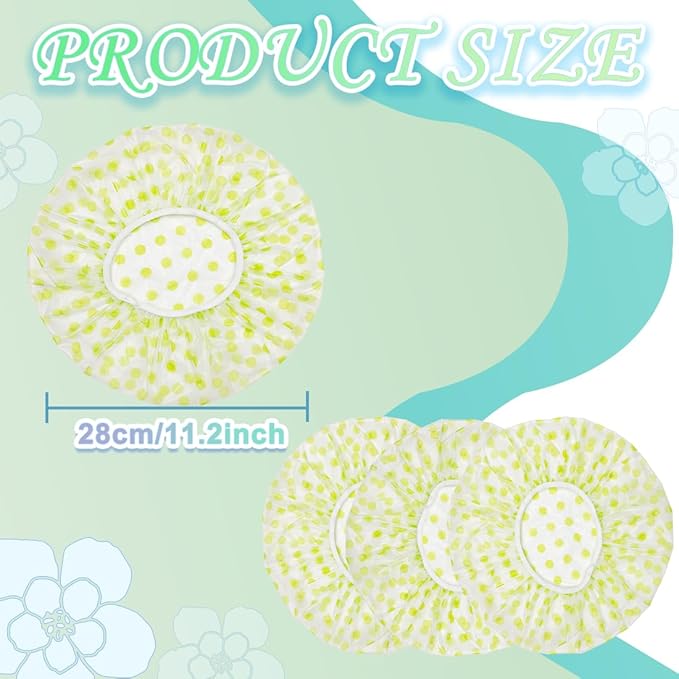 18Pcs Plastic Shower Caps for Women Waterproof Bath Caps Bathing Hair Cap Reusable Shower Caps for Shower,Spa,Salon,Housework,Girls,Home,Travel (Green)
