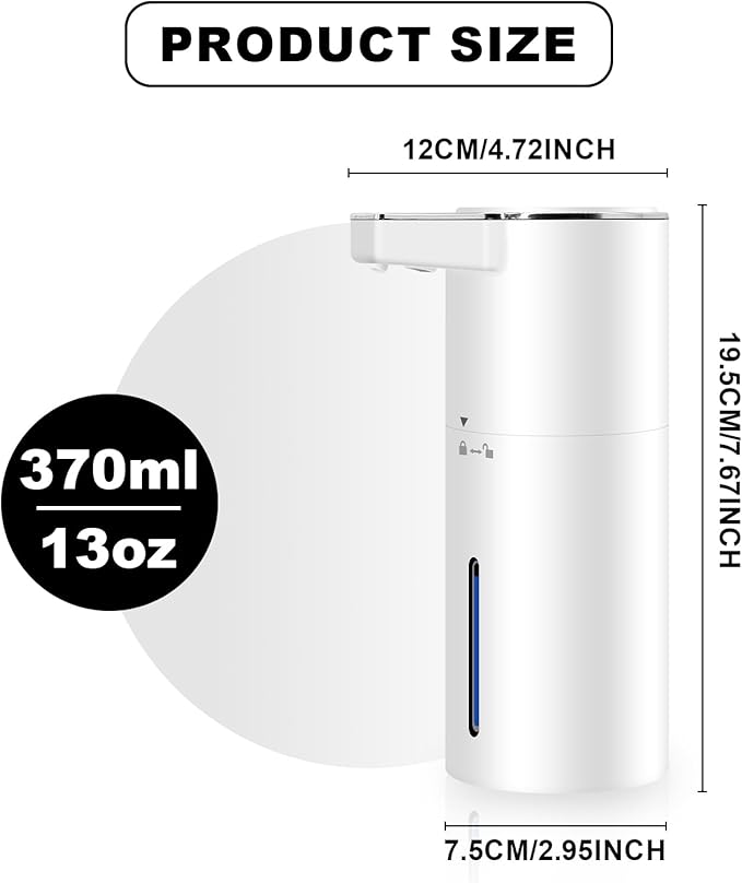 Automatic Soap Dispenser 13oz. Wall Mount Touchless 4 Gear Adjustable Electric Soap Dispenser USB Rechargeable with Infrared Motion Sensor for Bathroom Kitchen Office (White Gel)