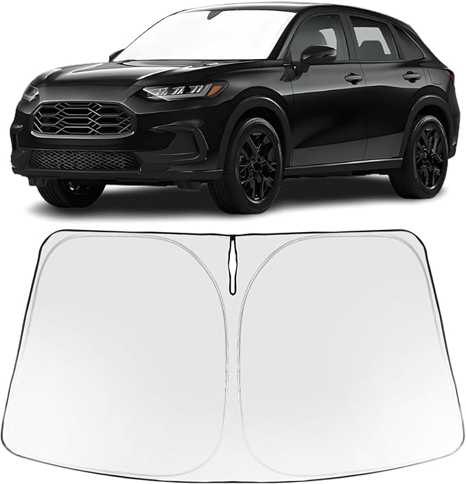 Proadsy 2025 Upgrade Windshield Sun Shade Custom Fit Honda HRV 2022-2025 Foldable Front Sunshade Protector Sun Visor Blocks UV Rays Keep Car Cooler Accessories