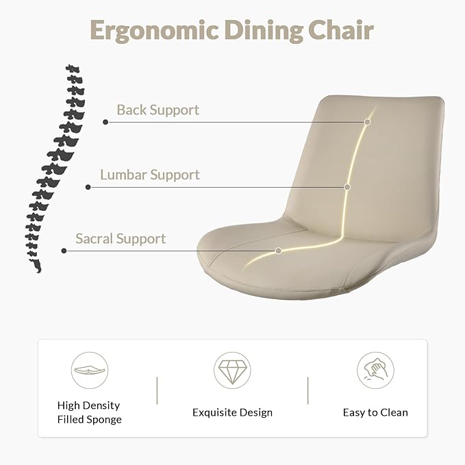 Dining Chairs, Modern PU Leather Dining Room Chair with Sturdy Metal Legs, Upholstered Seat Dinner Chairs Accent Side Chairs for Indoor Kitchen Living Room (Light Grey, Set of 2)