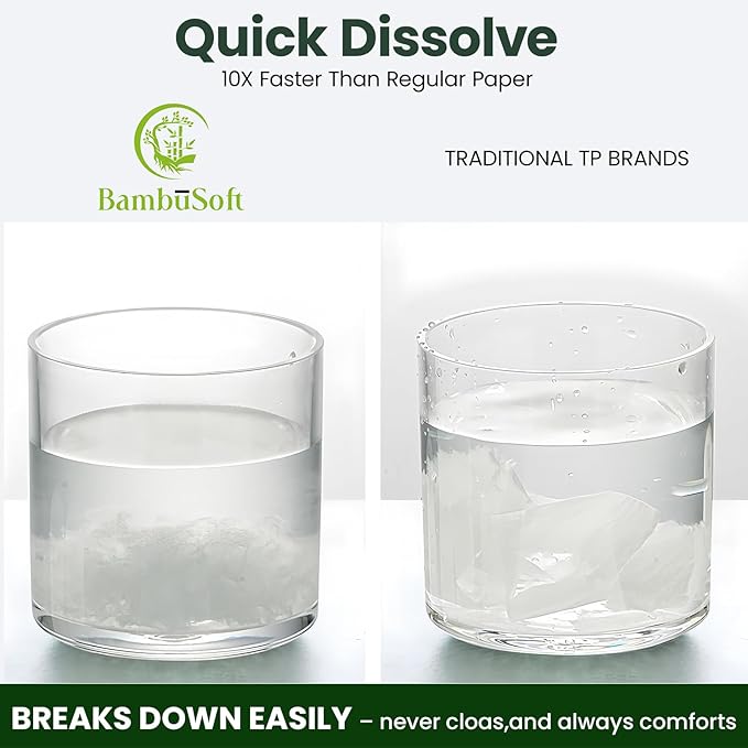 100% Unbleached Bamboo Toilet Paper – Eco Friendly & Sustainable - 12 Family Sized Large Rolls, Ultra Soft, Durable, Septic Safe – Super Strong 3 Ply Biodegradable Bathroom Tissue