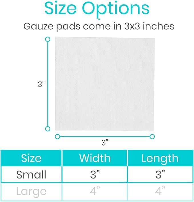 3x3 Sterile Gauze Pads (100 Piece) - Individually Wrapped 2-Pack Wound Dressing for Cleaning & Cushioning - Non-Adhesive Highly Absorbent Bandages