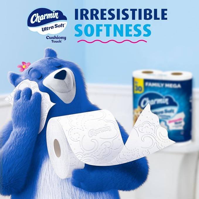 Charmin Ultra Soft Cushiony Touch Toilet Paper, 18 Family Mega Rolls = 90 Regular Rolls (Packaging May Vary)