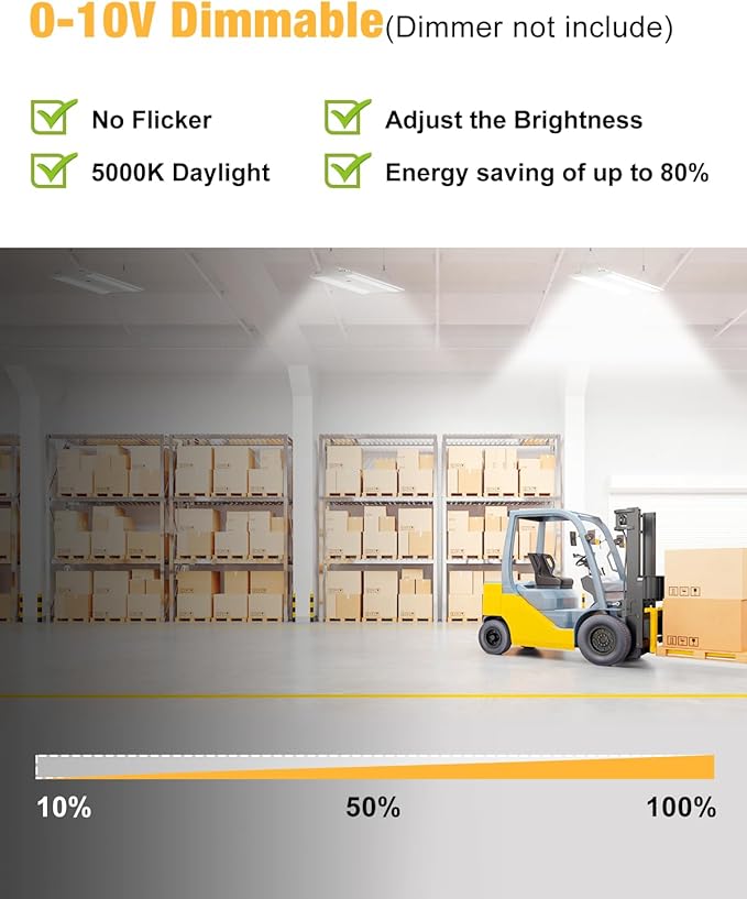 400W 4FT LED Linear High Bay Light, 60000LM Linear High Bay Shop Light 120-277V, 5000K for Warehouse, Garage Factory, UL Listed, 5 Years Warranty, 2Pack