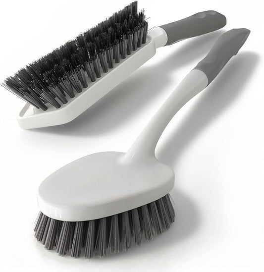 2 Pack Heavy Duty Scrub Brush Set with Hard Bristle, Cleaning Brush Designed for Bathroom, Shower, Bathtub, Tub, Carpet, Floor, Grout, Tile