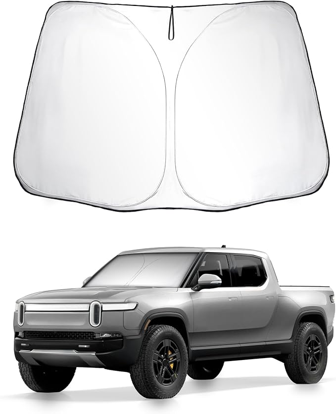 SKTU 2023 2024 2025 R1T / R1S Front Windshield Sunshade for 2022 2023 2024 2025 Rivian R1T / R1S Windshield Sunshade Foldable for Blocks UV Rays and Blocks Heat and Sun Keeps Vehicle Cool