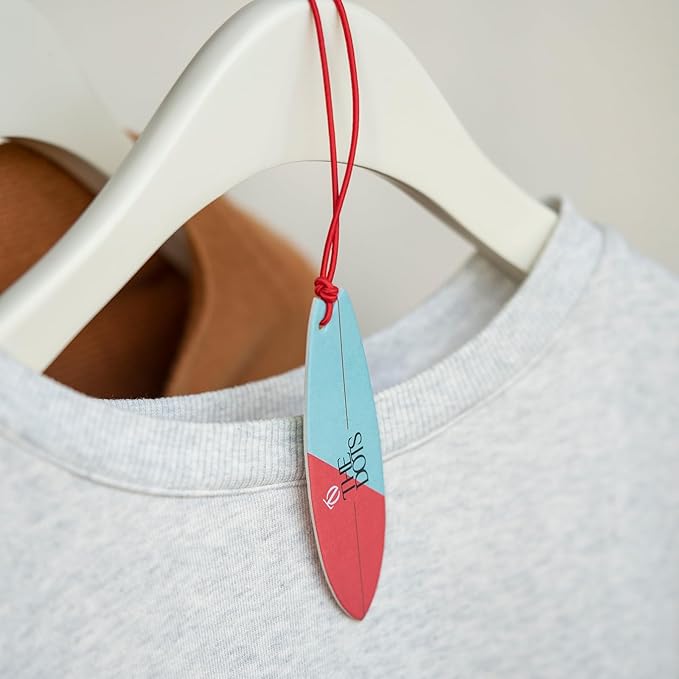 THEDOTS Series 15 Pack Coconut Lychee Surfboard Hanging Car Air Fresheners, Detachable Message Cards with Surfing Art, Long-lasting Scent for Car & Home
