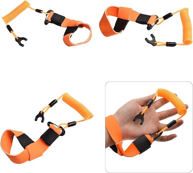 For Jet Ski Kill Switch Lanyard Essential Safety Equipment Featuring Adjustable Neoprene Strap and Resilient Nylon Cord Construction (A Orange)