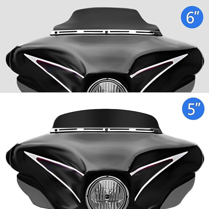 5" Windshield Windscreen Compatible for Harley Touring Electra Street Glide FLHX FLHT 1996-2013 (Black, 5")