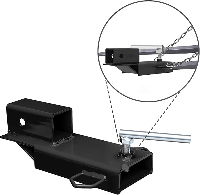 Forklift Trailer Hitch Attachment, EBESTTECH 1PC Fork Trailer Hitch Attachment 2" Receiver Trailer Towing Adapter with Chain Black