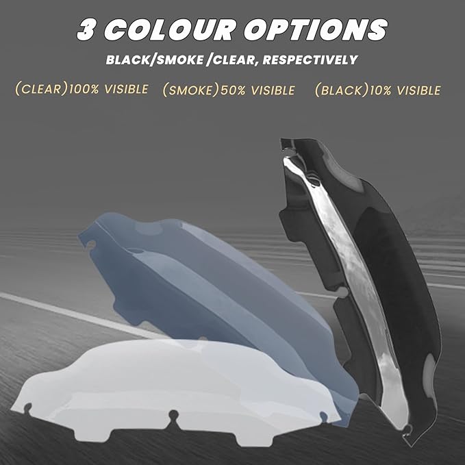 6" Windshield Windscreen Compatible for Harley Touring Electra Street Glide FLHX FLHT 1996-2013 (Smoke, 6")