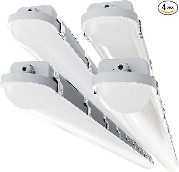 8FT LED Vapor Tight Light 120W/100W/80W,3/4/5000K CCT Selectable 18000lm (150W Eq.) IP66 Waterproof Shop Light 8feet LED Vapor Proof Fixture for Parking Garage Car Wash Warehouse ETL 4-Pack