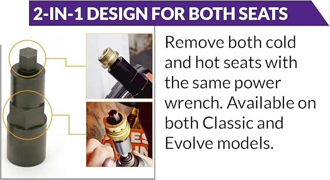 Zip Seat Power Tool Extractor Set for Symmons Temptrol Valves, Set Includes Extractor Classic, Extractor Evolve, Diverter, and Power Drill Bit