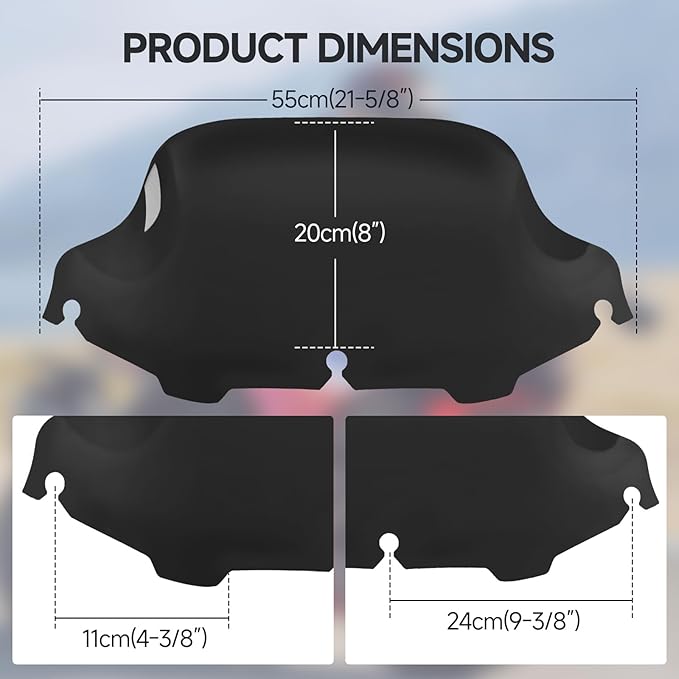 Motorcycle 8 inch Windshield Windscreen Windshield Fit For 1996-2013 Harley Davidson Touring Street Glide Electra Glide Tri Glide Flht Flhx Flhtk Flhtc Flhtcu, Black