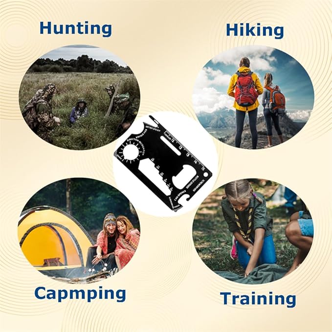 2 Pack Credit Card Multitool - Stainless Steel EDC Pocket Tool, 15-in-1 with Bottle Opener/Screwdriver/Wrench/Ruler for Camping, Hiking, Hunting, Outdoor Activities