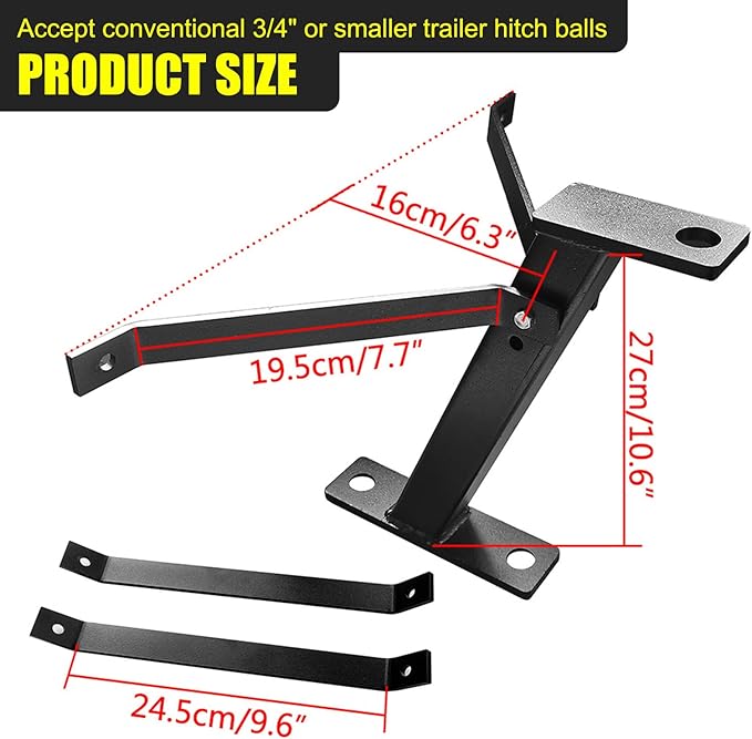 KAIRAY Lawn Mower Tractor Towing Hitch Garden Lawn Pro Tow Mower Hitch Kit Black Powder-Coated Finish