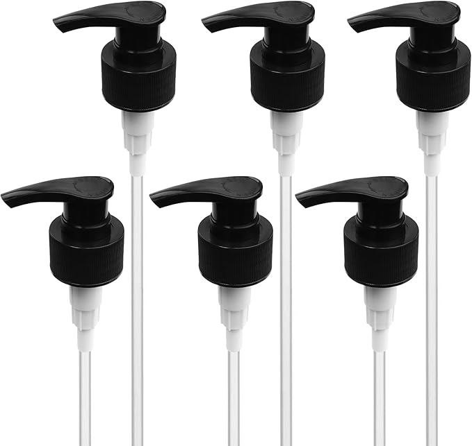 Liter Pump Dispenser, Universal 28/410 Balck Pump Lid Top Replacement Fits Most 1 Liter (33.8oz) Bottles for Sanitizer, Lotion, Shampoo (6 Pack)