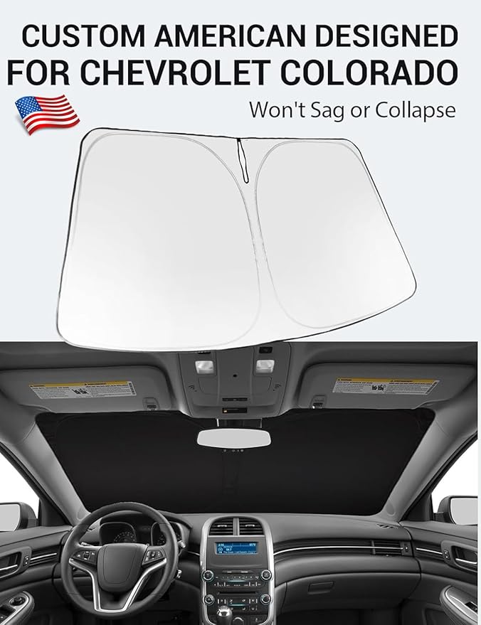 Proadsy 2025 Upgrade Windshield Sun Shade Custom Fit Chevrolet Malibu 2013-2015 4-Layer Foldable Front Sunshade Protector Sun Visor Blocks UV Rays Keep Car Cooler