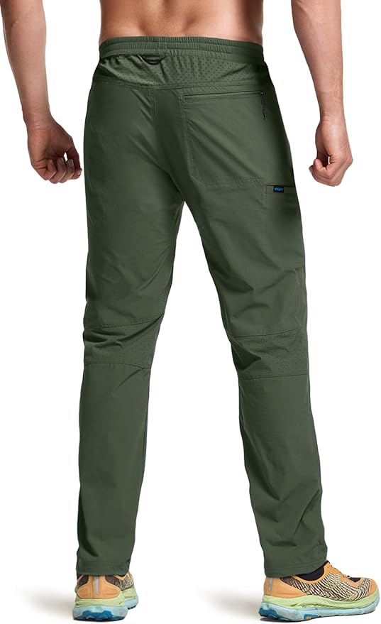 CQR Men's Lightweight Vent Hiking Pants, Water-Resistant & Breathable Sports Outdoor Athletic Pants with Elastic Waist